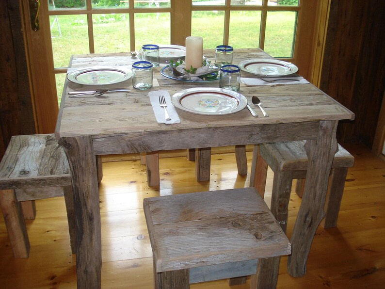 Rustic Table Driftwood Dining Room Set 40 X 40x Etsy