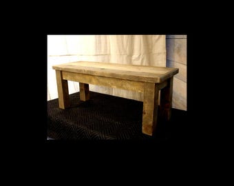 Rustic Ocean Driftwood Bench (42 x 15 x 17 to 23H) Wood bench, Farmhouse, Upcycle