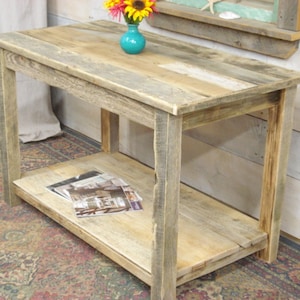 Ocean Driftwood, Driftwood Kitchen Island with bottom shelf (34" Long x 18"Deep x 20"High) (Pictured is 48" long x 25" deep x 30" high)