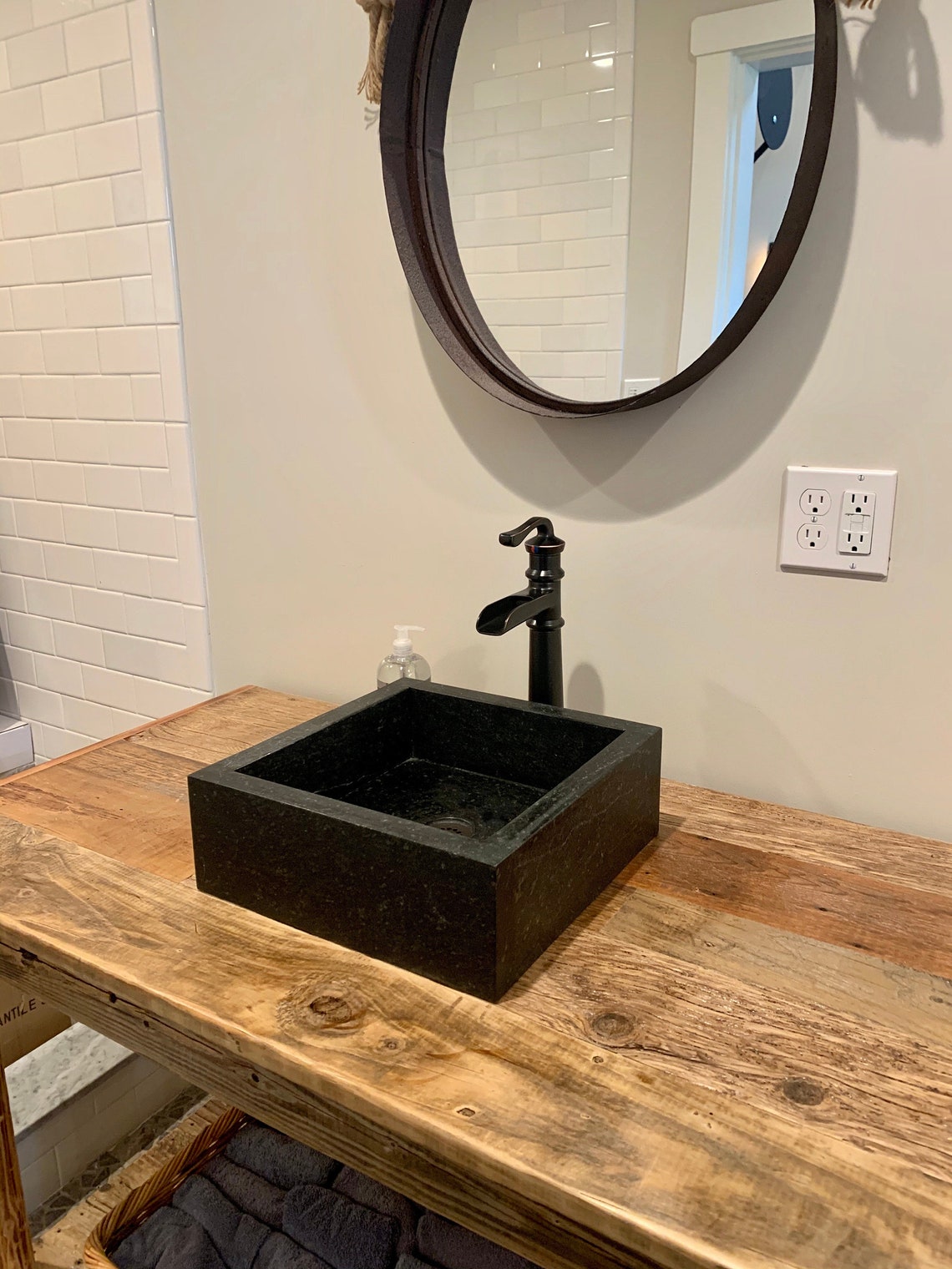 Driftwood Bathroom Vanity With Bottom Shelf 48 Long X Etsy