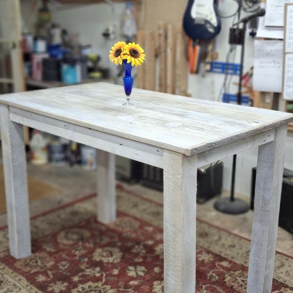 Made with Ocean Driftwood Rustic Wood Table  (54" x 30" x 30 to 36"High)