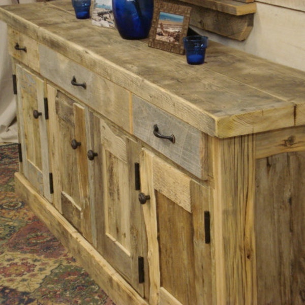 Ocean Driftwood, Driftwood Sideboard Cabinet (72" Long x 15" Deep x 29" high)