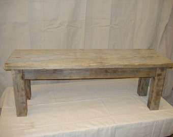 Handmade Rustic Bench with Ocean-Seasoned Driftwood (40" x 12" ) Unique Coastal Furniture