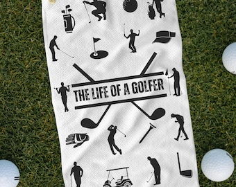 The Life of a Golfer Towel | Microfiber Golf Towel for Men | Golf Accessories Gift | Funny Golf Club Bag Towel | Gift for golf lovers