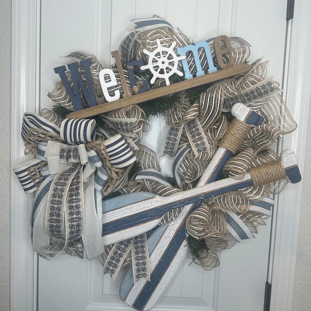 Welcome nautical beach wreath main image 1
