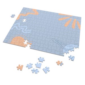 Puzzle, Happy Blue and Peach Abstrakte Ästhetik (252, 500, 1000 Teile), Stressabbau, Unterhaltung, Achtsamkeit, Wohnkultur, Innenbereich