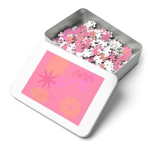 Abstract Aesthetic Jigsaw Puzzle, Pink and Peach Puzzle, Fun Puzzle, 252 Piece Puzzle, 500 Piece Puzzle, 1000 Piece Puzzle, Family Activity,