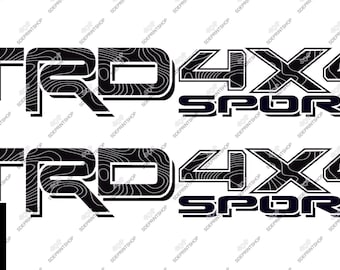 Set of 2 TOPO TRD SPORT Bedside Decal for Toyota Tacoma Enthusiasts