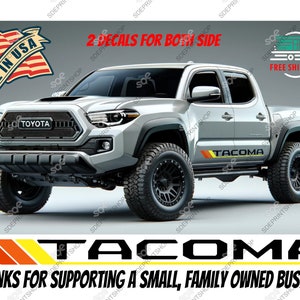 Set of 2 Vintage Tri-Color TRD TACOMA Side Door Decal for Toyota Tacoma Enthusiasts Size 65&quot; x 4.5