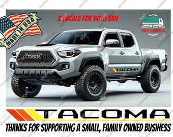 Set of 2 Vintage Tri-Color TRD TACOMA Side Door Decal for Toyota Tacoma Enthusiasts Size 65&quot; x 4.5