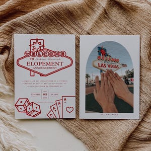 Faire-part de fuite de Las Vegas, invitation nous fuyant, faire-part de carte de fuite, faire-part de réception, carte de fuite