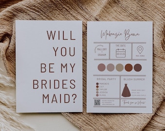 Bridesmaid Printable Card, Will You Be My Bridesmaid, Wedding Attire Card, Bridal Party Attire, Wedding Color Dress Code
