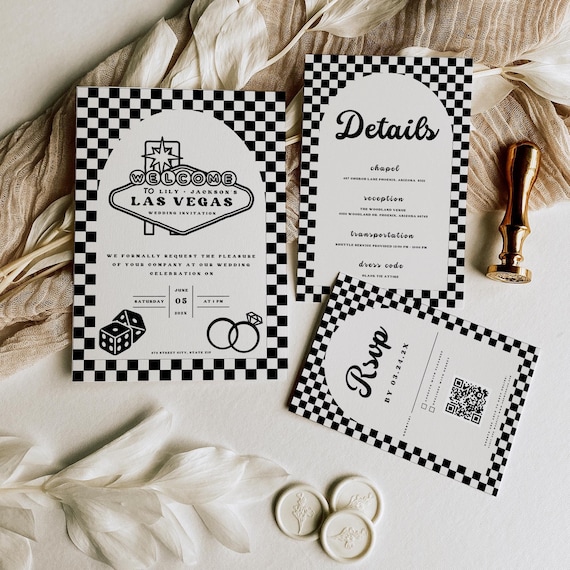 Las Vegas Wedding Invitation, Wedding Card Announcement, Las Vegas Style Wedding Invite, Wedding Itinerary Template, Custom Wedding Invite