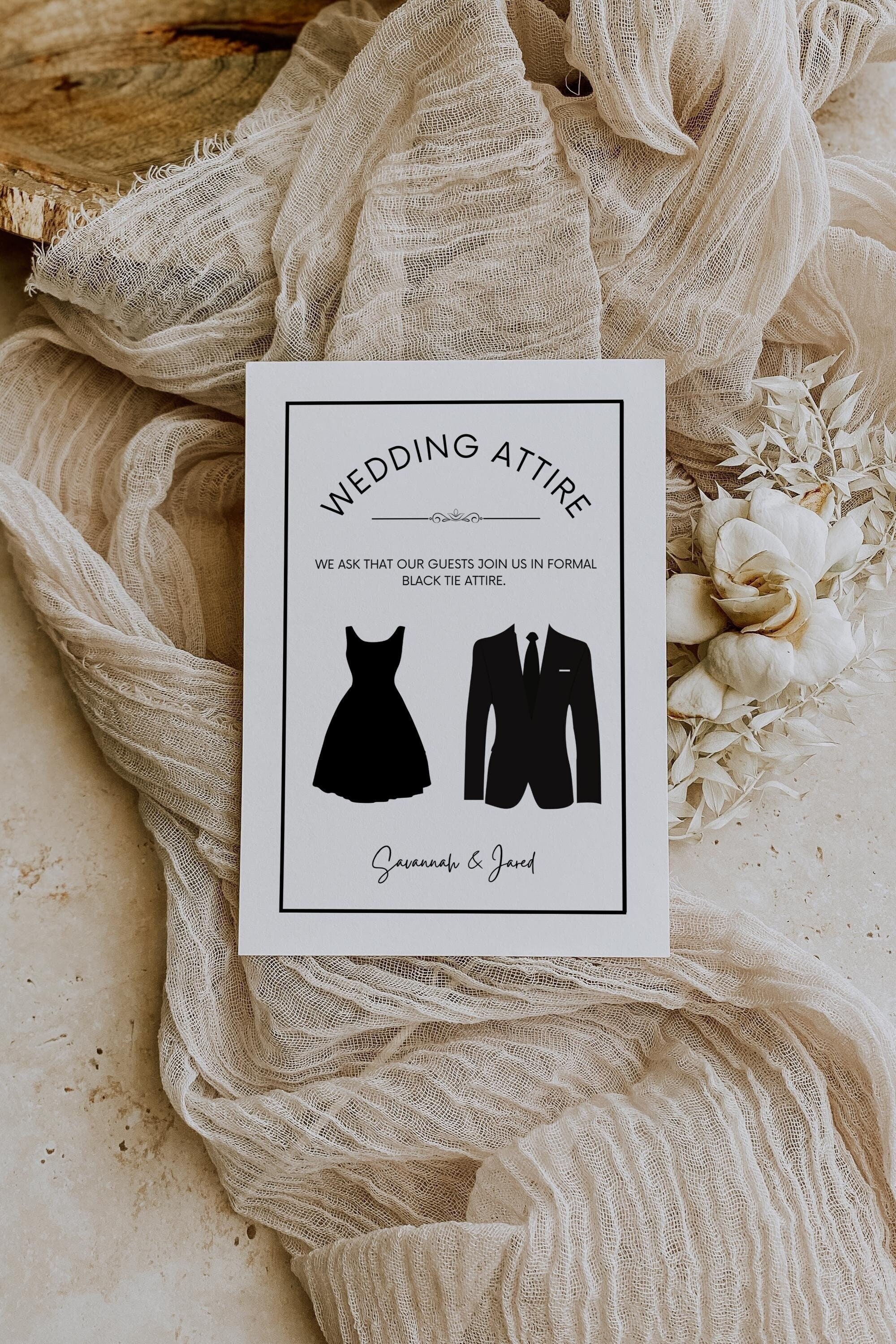 Black Tie Attire Card, All Black Attire Card, Wedding Attire Card, Bridal  Party Attire, Wedding Color Dress Code, Wedding Guest Attire - Etsy, image size:2000x3000
