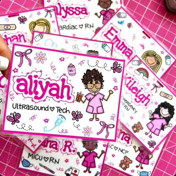 Personalized HORIZONTAL Badge Buddy: Healthcare Name Tag Badge Back 4”W x 3”L