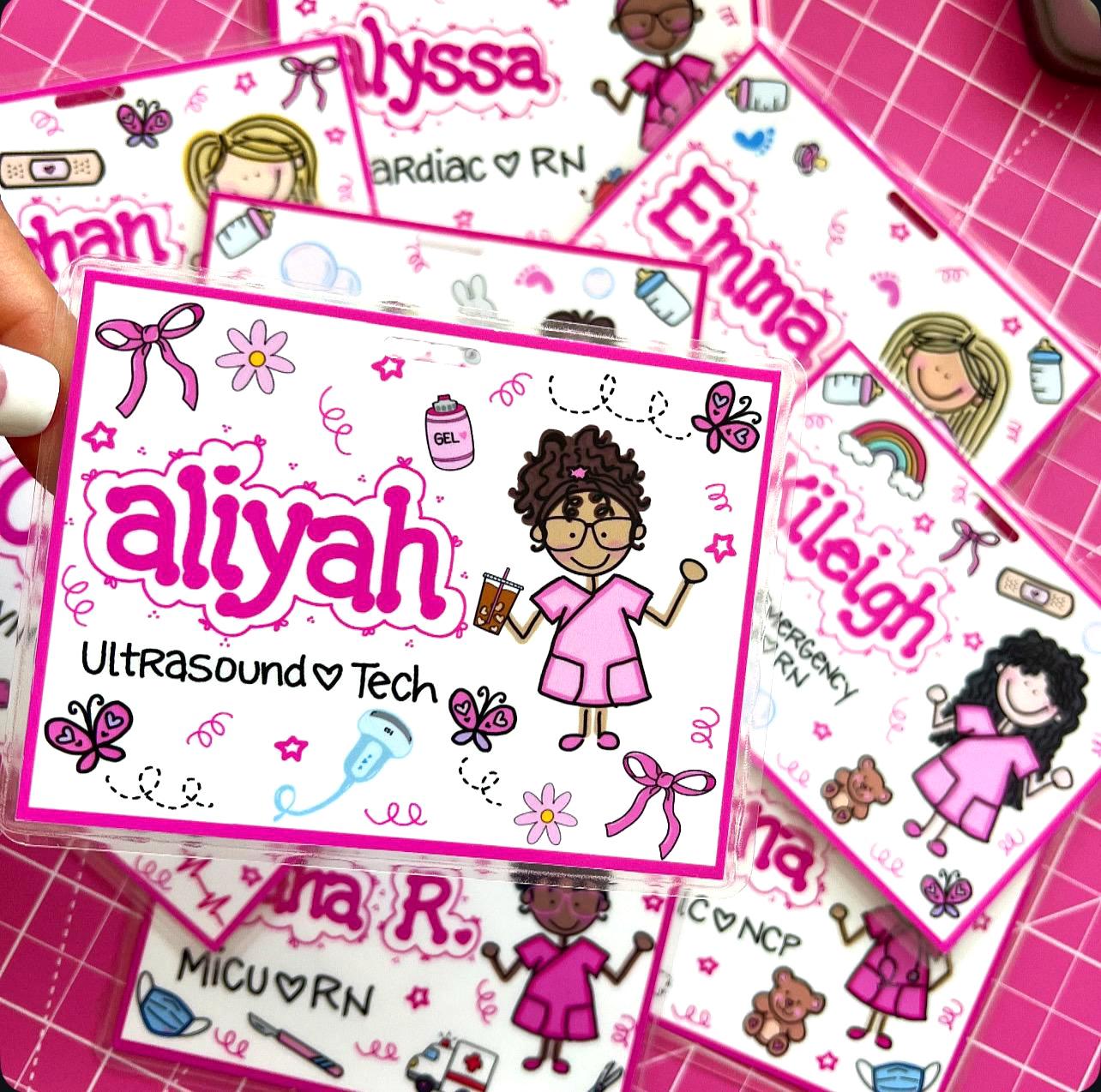 Full Custom HORIZONTAL Badge Buddy 4” WIDTH X 3” LENGTH - Cute Badge Back - Personalized Name Tag - Healthcare Accessories