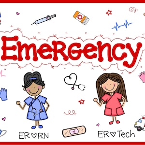 Emergency “AS-IS” Background HORIZONTAL Badge Buddy 4”W X 3”L - Cute Badge Back - Personalized Name Tag - Healthcare Accessories