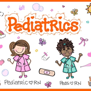 Pediatrics “AS-IS” Background HORIZONTAL Badge Buddy 4”W X 3”L - Cute Badge Back - Personalized Name Tag - Healthcare Accessories