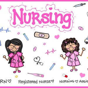 Nursing “AS-IS” Background HORIZONTAL Badge Buddy 4”W X 3”L - Cute Badge Back - Personalized Name Tag - Healthcare Accessories