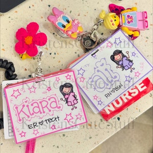 Insignia horizontal Buddy - Bonita parte posterior de la insignia - Etiqueta de nombre personalizada - Accesorios para el cuidado de la salud - Accesorios para maestros