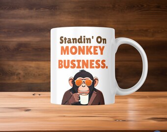 Regalo de mono, Taza de mono, Regalo para amantes de los monos, Taza de mono bonita, Chimpancé divertido, Trabajo en equipo, Amantes del café, Amantes de los animales