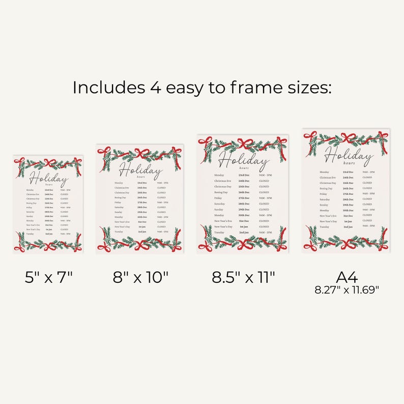 Holiday Hours Sign | Editable Store Hours Sign | Christmas Business ...