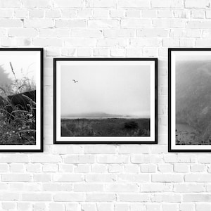 California Coast Set of Prints: 3 California Coast Art Prints in Black and White Set | Mendocino California Art Set and California Prints