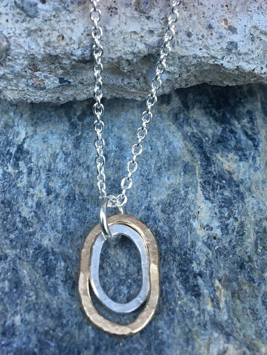 Handmade sterling silver disk pendant. Hammered silver disk. Gift for her.