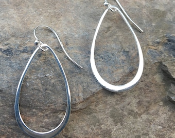 Sterling Silver Hollow Raindrop Teardrop Earrings Sterling Silver Hollow Raindrop Teardrop Earrings