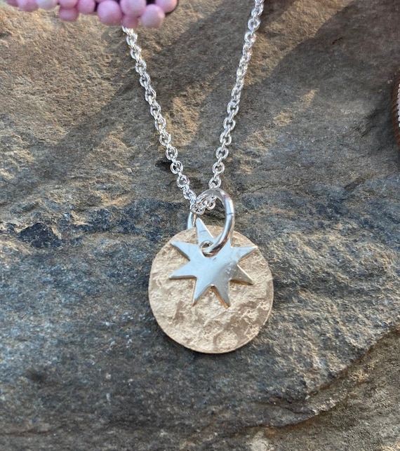 Starburst Two Tone Dainty Necklace