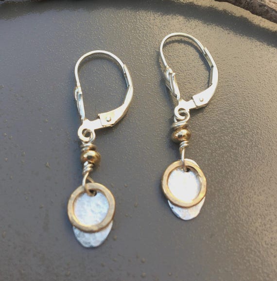 Two Tone Oval Hammered Dangles