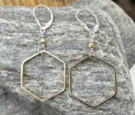 Modern Gold & Sterling Artisan Earrings