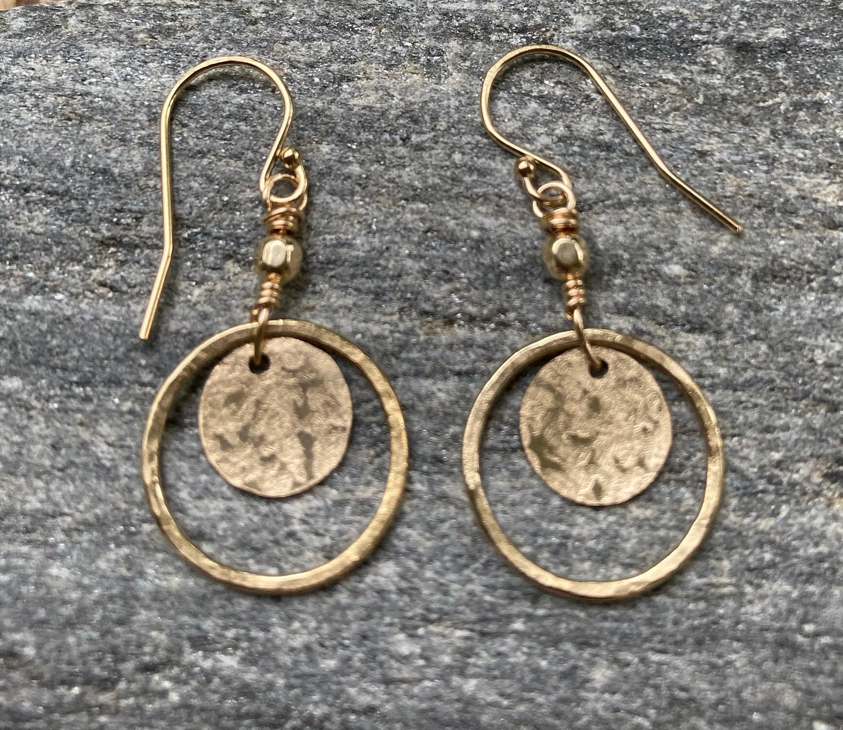 Hammered Gold Disk Earrings with Diamonds – Ananda Khalsa