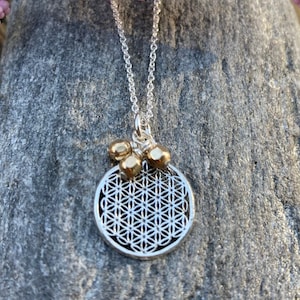 14k Gold Filled Sterling Silber Disc Halskette, filigraner Silber Kreis Anhänger, Two Tone Layering Anhänger