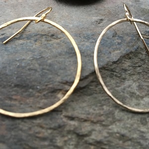 Gold Hoop Earrings, Large Circle Earrings, Large Gold Hoops, Hammered Gold Earrings