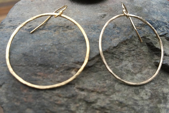 Hammered Gold Filled Circle Earrings