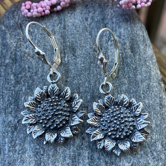 Sterling Silver Sunflower Earrings