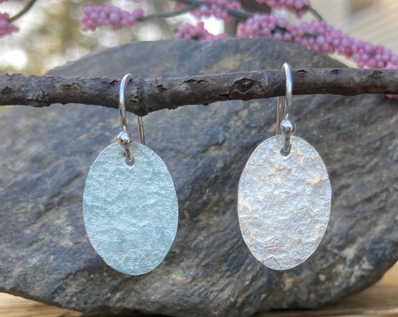 Hammered Sterling Oval Earrings
