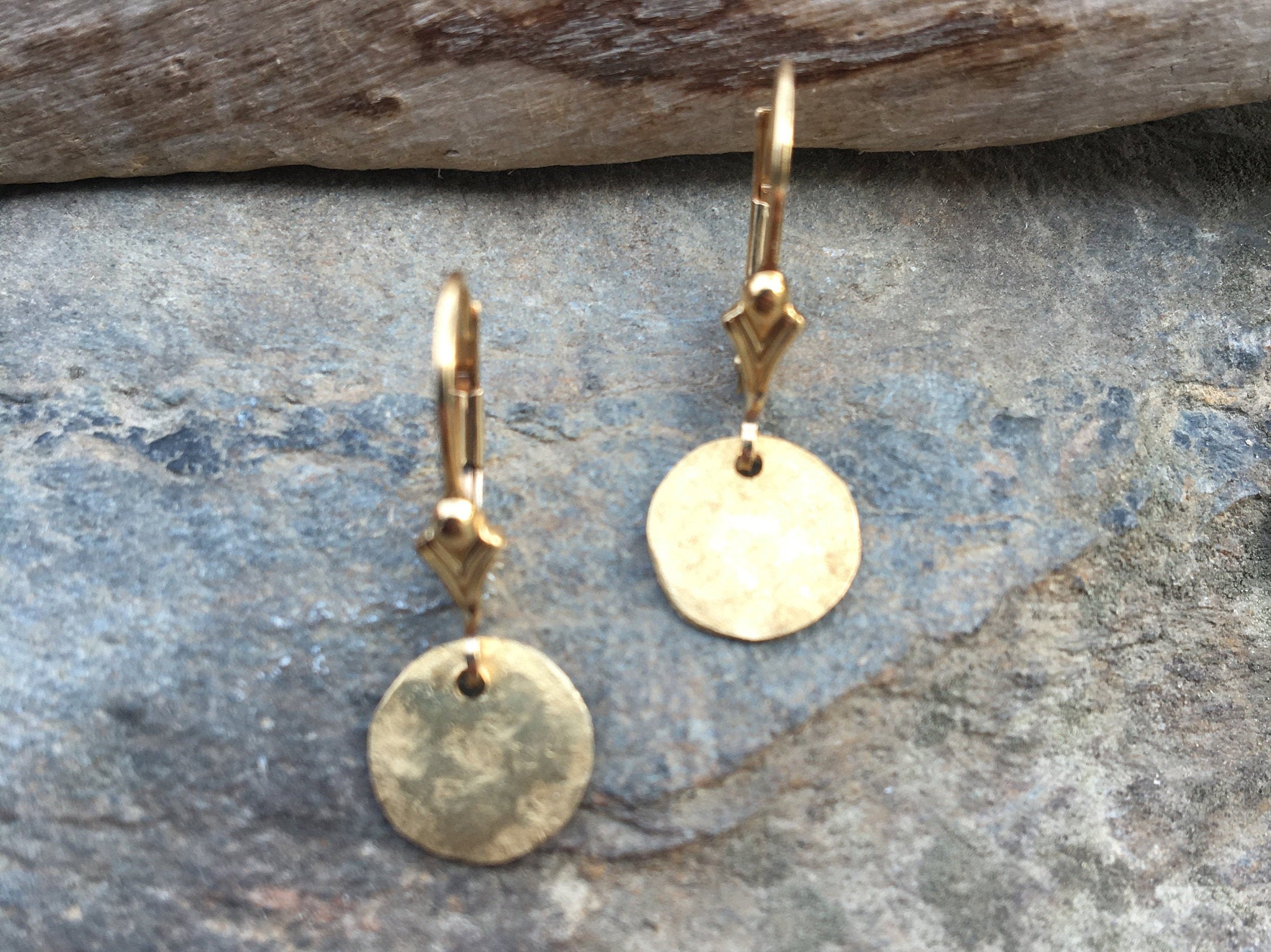 Amazon.com: Rose Gold Filled Disc Earrings Hammered Simple : Handmade  Products