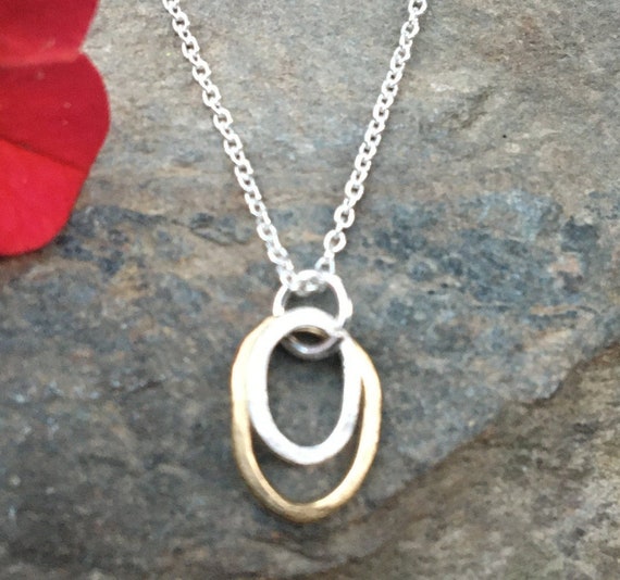 Hammered Silver & Gold Freeform Necklace