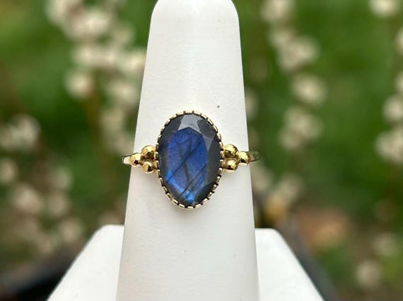 Sterling Silver Brass Labradorite ring