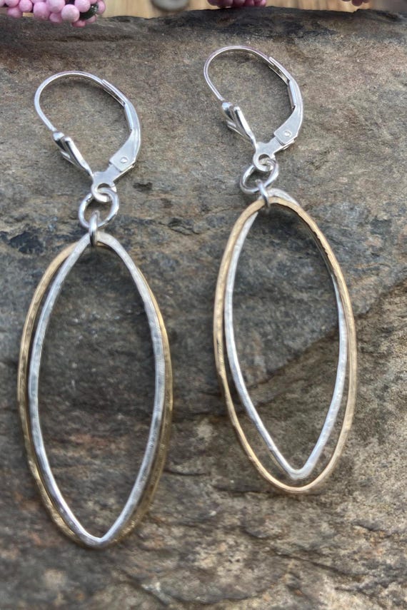 Mixed Metal Long Dangle Earrings