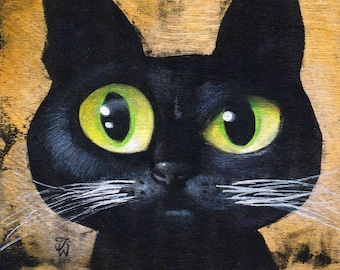 Black Cat, Big Eyes, Fine Art Print (Multiple Sizes)