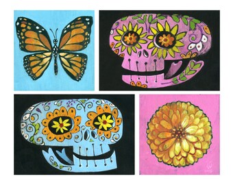 Dias de los muertos, Marigold & Monarch, Fine Art Print