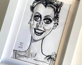 Ginger and Mary Ann, Beauty Contest, Original Ink Brush and Marker Drawing