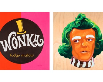 Wonka Fudge Mallow and Oompa Loompa, Fine Art Print, Free Shipping in US , (No International sales at this time)