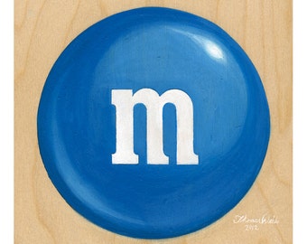 Tan and Blue M&M, Fine Art Print, (Multiple Sizes)
