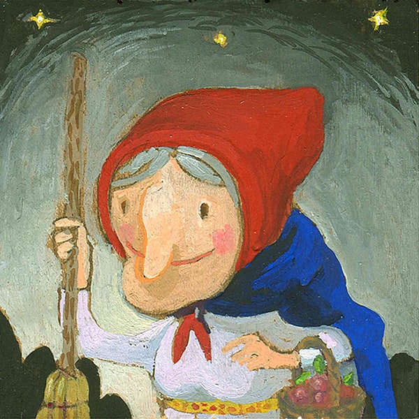 La Befana Christmas Witch Art Print, Italian Folklore