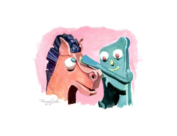 Gumby and Pokey Fine Art Print Free Shipping in US no - Etsy