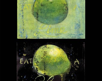 Lime Art, Fine art Print, "Eat a Lime III & IV"